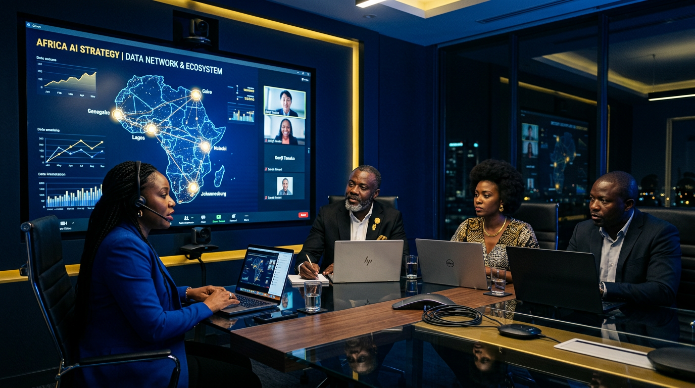 African network leaders in a virtual AI strategy session